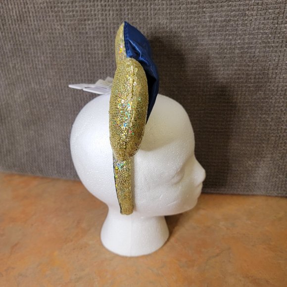 Disney Parks WDW 50th Anniversary Gold Sequin Blue Bow Ears Headband EARidescent - Picture 6 of 7